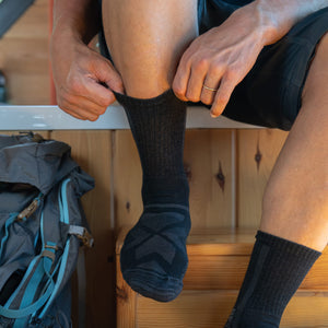 hiking socks black crew 5 pairs