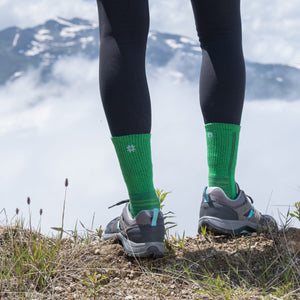 hiking socks green crew 1 pair