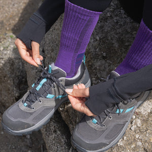 hiking socks purple crew 1 pair