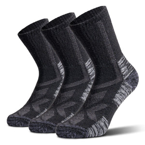 hiking socks black crew 3 pairs