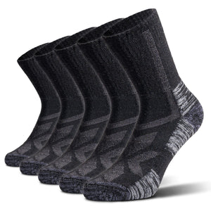 hiking socks black crew 5 pairs