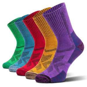 hiking socks colorful crew 5 pairs