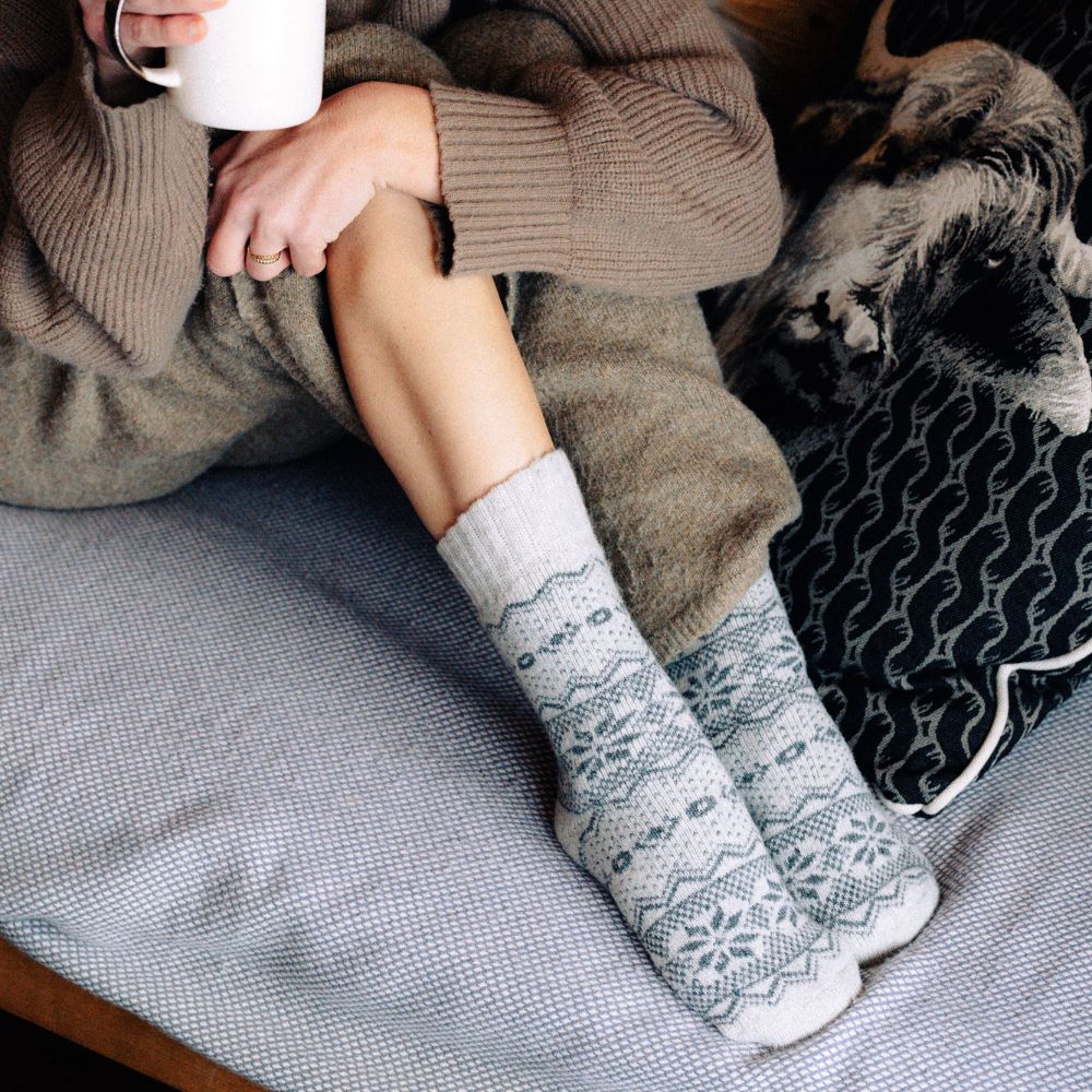 Bergen Wool - White Regular Nordic Socks