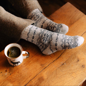 Bergen Wool - White Regular Nordic Socks