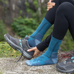 hiking socks blue crew 1 pair