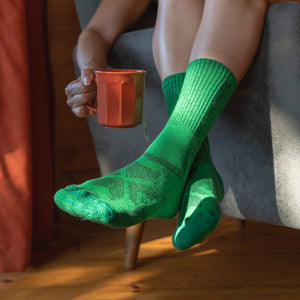 hiking socks green crew 1 pair