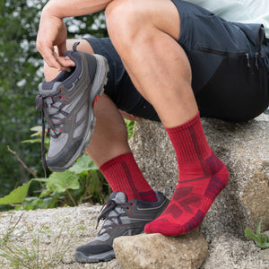 hiking socks red crew 1 pair