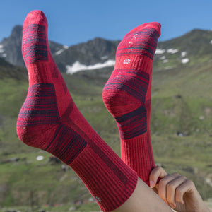 hiking socks red crew 1 pair