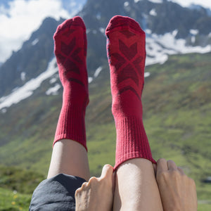 hiking socks red crew 1 pair