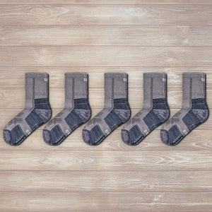 hiking socks grey crew 5 pairs