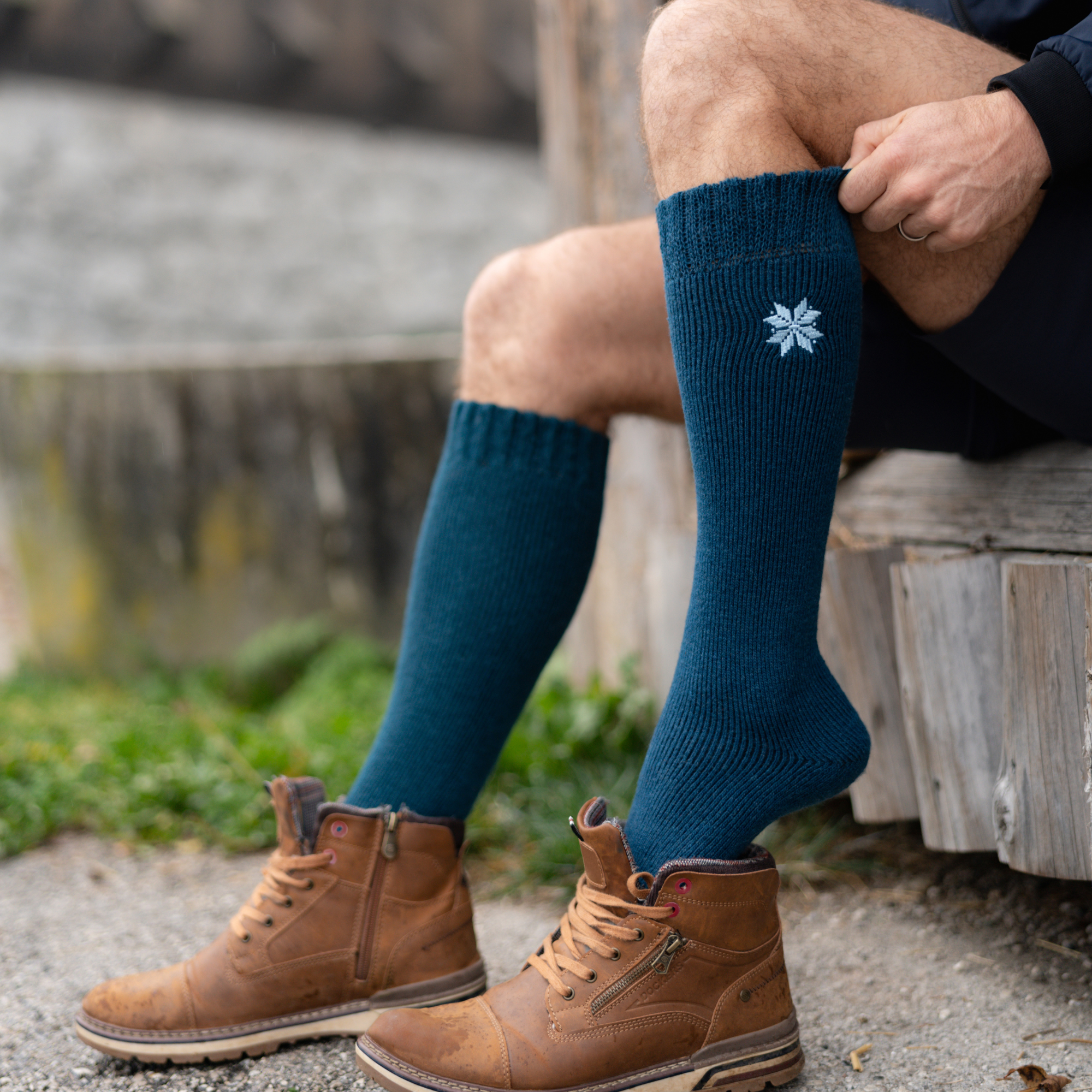Elements - Blue Long Knee High Nordic Socks