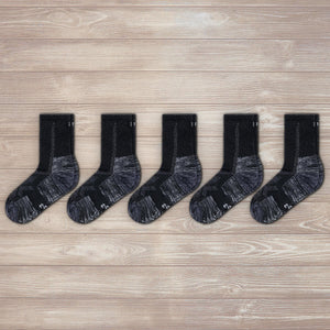 hiking socks black crew 5 pairs