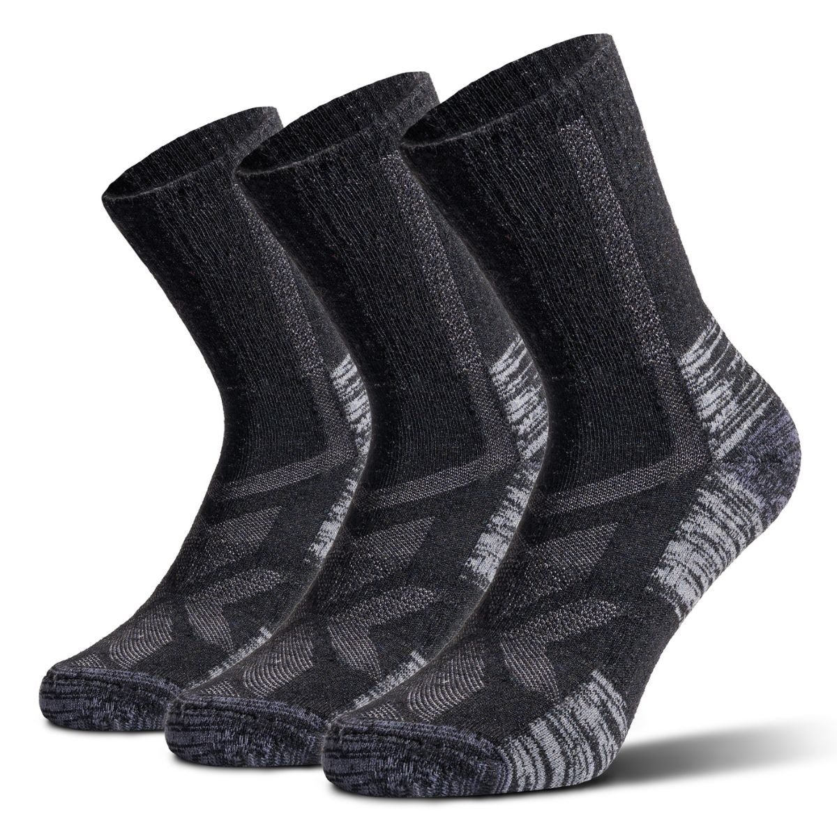 hiking socks black crew 3 pairs