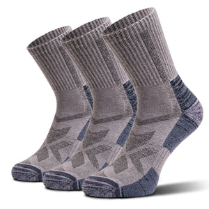 hiking socks grey crew 3 pairs