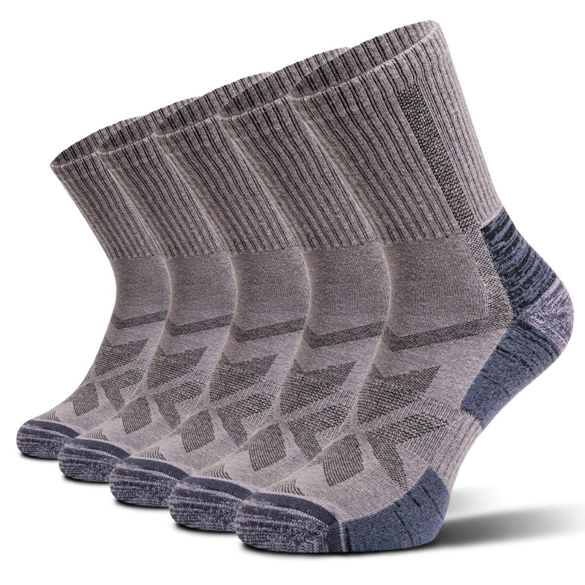hiking socks grey crew 5 pairs